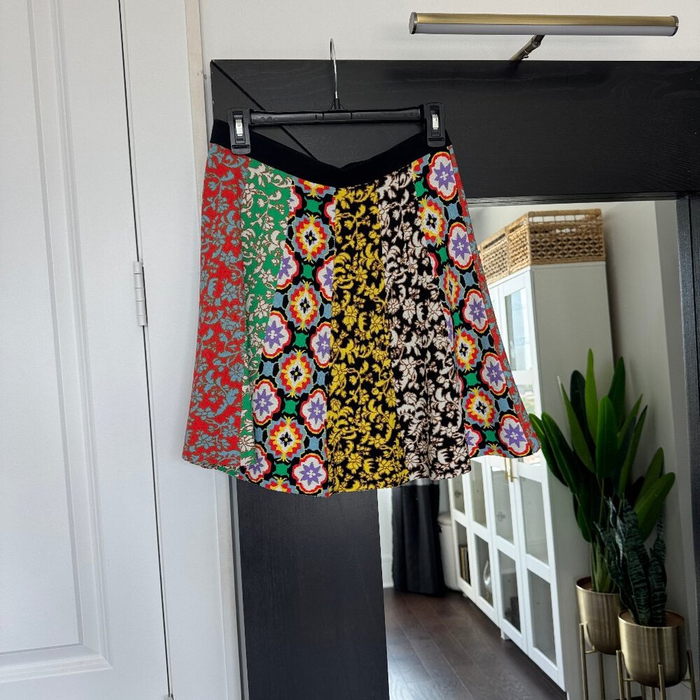 Alice + Olivia Multicolor Floral Patchwork Mini Skirt